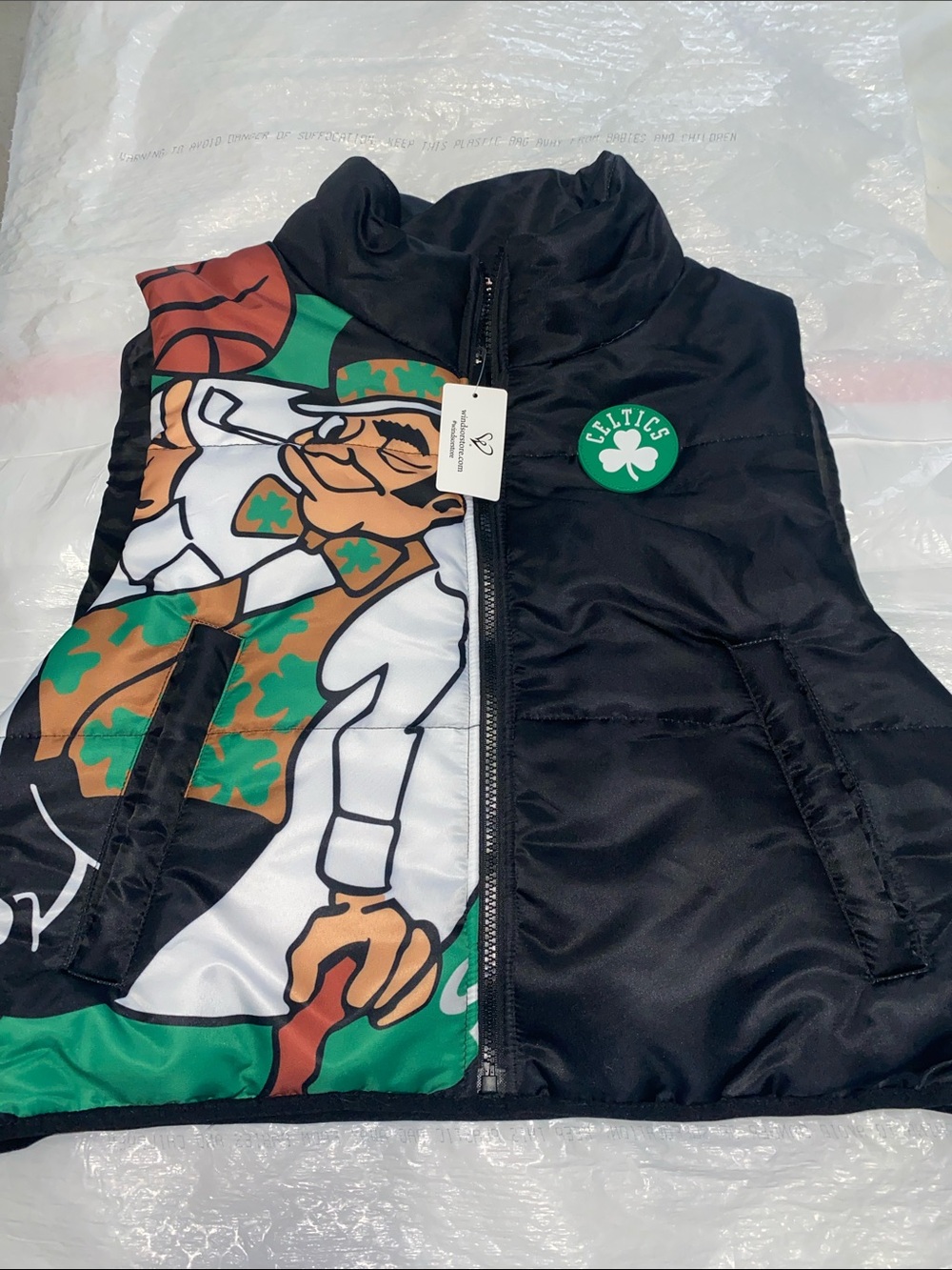 Windsor Black Vest with Green and Brown Graphic